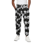 Black And White Cattleya Pattern Print Cotton Pants