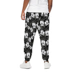 Black And White Cattleya Pattern Print Cotton Pants