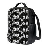 Black And White Cattleya Pattern Print Crossbody Lunch Bag