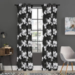 Black And White Cattleya Pattern Print Curtain