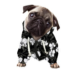 Black And White Cattleya Pattern Print Dog Zip Up Hoodie