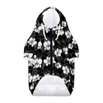 Black And White Cattleya Pattern Print Dog Zip Up Hoodie