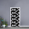 Black And White Cattleya Pattern Print Door Sticker