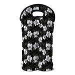 Black And White Cattleya Pattern Print Double Neoprene Wine Tote
