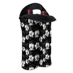 Black And White Cattleya Pattern Print Double Neoprene Wine Tote