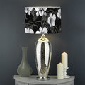 Black And White Cattleya Pattern Print Drum Lamp Shade