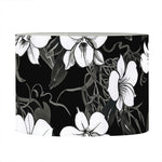 Black And White Cattleya Pattern Print Drum Lamp Shade