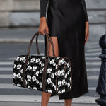 Black And White Cattleya Pattern Print Duffle Bag