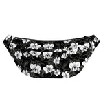 Black And White Cattleya Pattern Print Fanny Pack