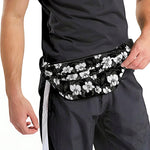 Black And White Cattleya Pattern Print Fanny Pack