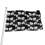 Black And White Cattleya Pattern Print Flag
