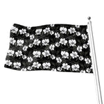 Black And White Cattleya Pattern Print Flag
