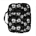 Black And White Cattleya Pattern Print Front Pocket Bible Bag