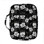 Black And White Cattleya Pattern Print Front Pocket Bible Bag