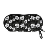 Black And White Cattleya Pattern Print Glasses Case