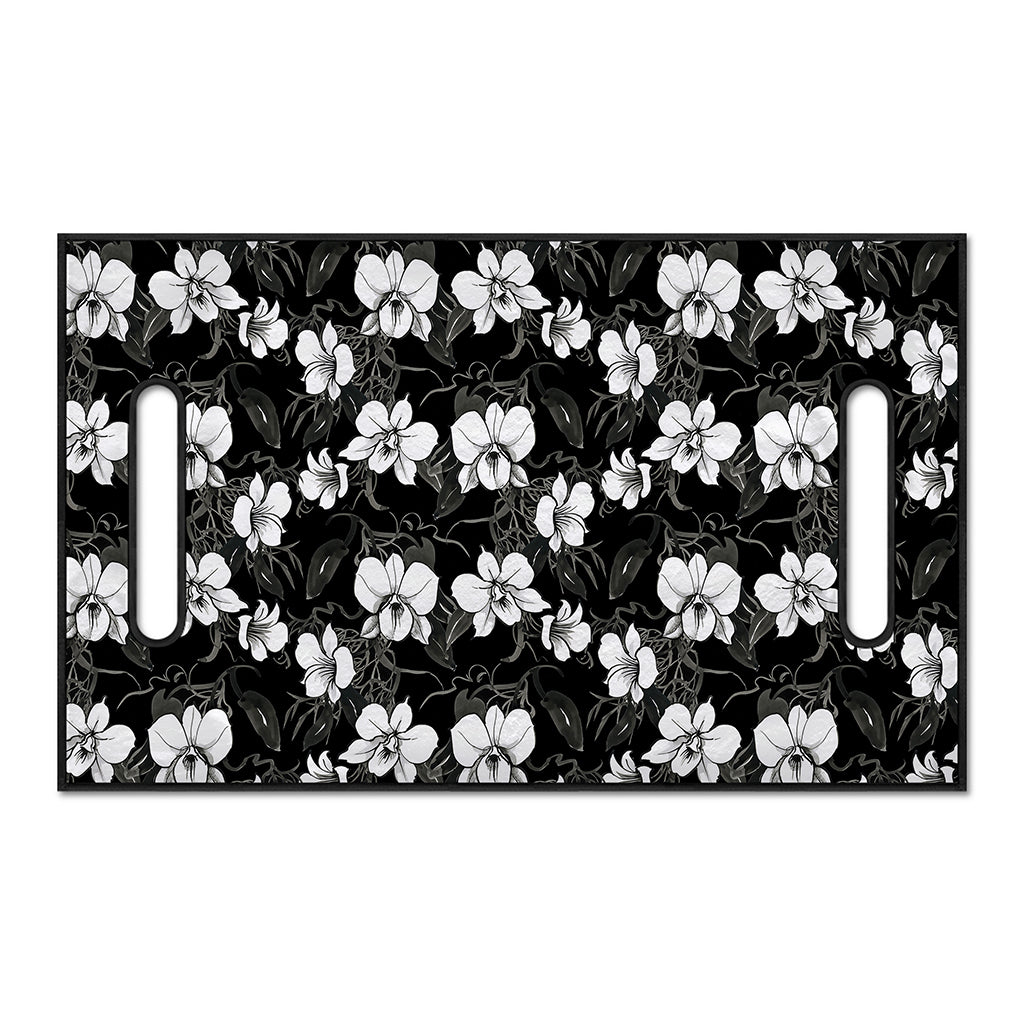 Black And White Cattleya Pattern Print Golf Cart Seat Cover