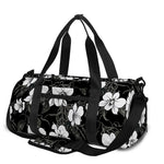 Black And White Cattleya Pattern Print Gym Bag