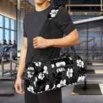 Black And White Cattleya Pattern Print Gym Bag