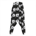 Black And White Cattleya Pattern Print Hammer Pants