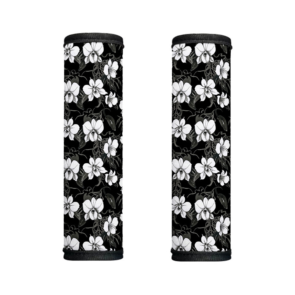 Black And White Cattleya Pattern Print Handle Covers