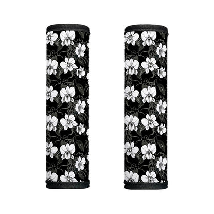 Black And White Cattleya Pattern Print Handle Covers