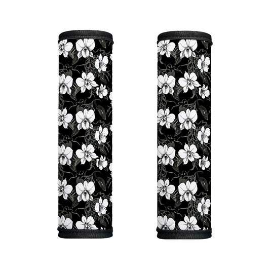 Black And White Cattleya Pattern Print Handle Covers