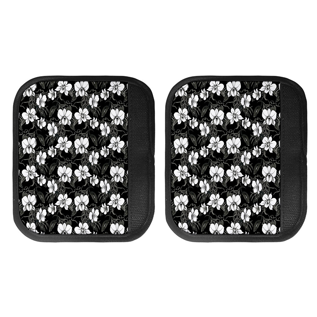 Black And White Cattleya Pattern Print Handle Covers