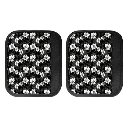 Black And White Cattleya Pattern Print Handle Covers