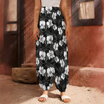 Black And White Cattleya Pattern Print Harem Pants
