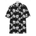 Black And White Cattleya Pattern Print Hawaiian Shirt