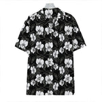 Black And White Cattleya Pattern Print Hawaiian Shirt