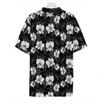 Black And White Cattleya Pattern Print Hawaiian Shirt