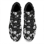 Black And White Cattleya Pattern Print High Top Leather Sneakers