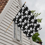 Black And White Cattleya Pattern Print House Flag