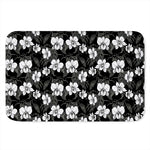 Black And White Cattleya Pattern Print Indoor Door Mat