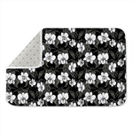Black And White Cattleya Pattern Print Indoor Door Mat