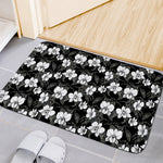 Black And White Cattleya Pattern Print Indoor Door Mat