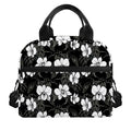Black And White Cattleya Pattern Print Insulated Lunch Bag