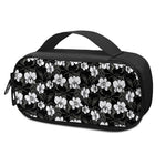 Black And White Cattleya Pattern Print Insulin Cooler Travel Case
