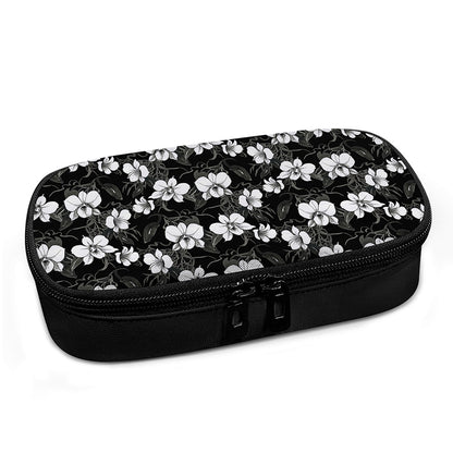 Black And White Cattleya Pattern Print Insulin Cooler Travel Case