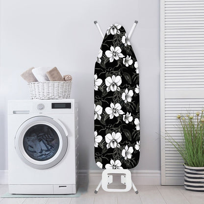 Black And White Cattleya Pattern Print Ironing Board Cover