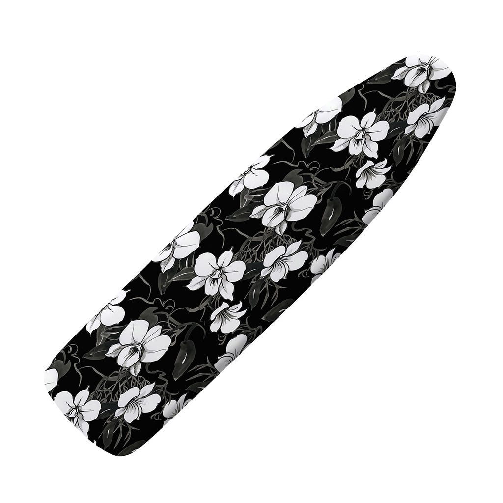 Black And White Cattleya Pattern Print Ironing Board Cover