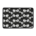 Black And White Cattleya Pattern Print Kitchen Mat
