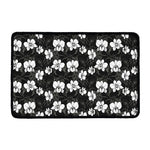 Black And White Cattleya Pattern Print Kitchen Mat