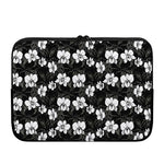 Black And White Cattleya Pattern Print Laptop Sleeve