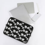 Black And White Cattleya Pattern Print Laptop Sleeve