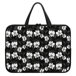Black And White Cattleya Pattern Print Laptop Sleeve With Handle