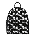 Black And White Cattleya Pattern Print Leather Backpack