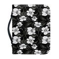 Black And White Cattleya Pattern Print Leather Bible Cover