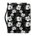Black And White Cattleya Pattern Print Leather Bible Cover